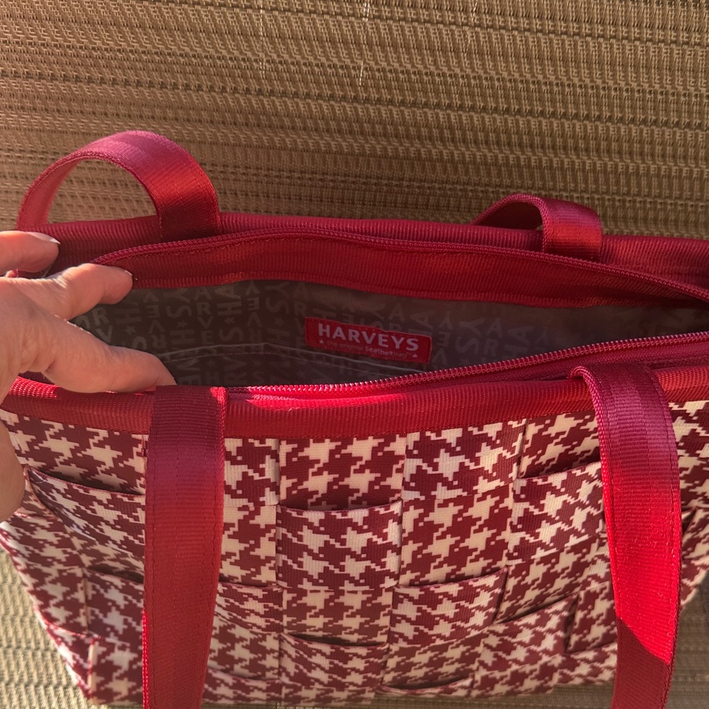 Harveys Red and Cream Houndstooth Tote